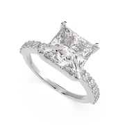 4.35 Carat VS1 D Lab Grown Diamond Side Stone Princess Ring